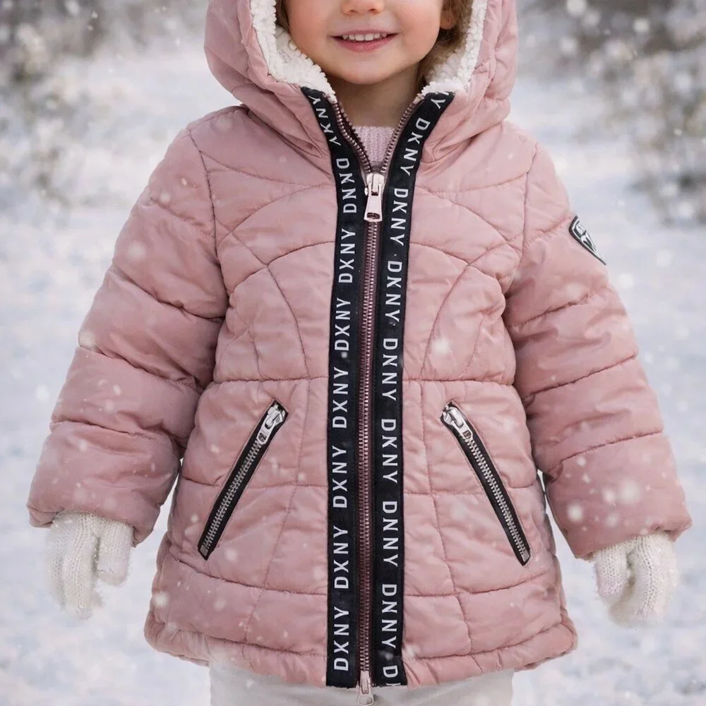 DKNY Hooded Puffer Winter Jacket for Kids 2T